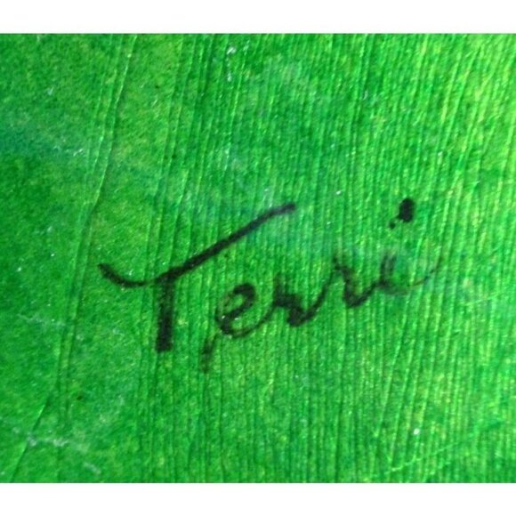 Bovano Red Rose Enamel on Copper 8" Plate Signed Terri - Vtg 1960s Home Decor - Picture 3 of 6